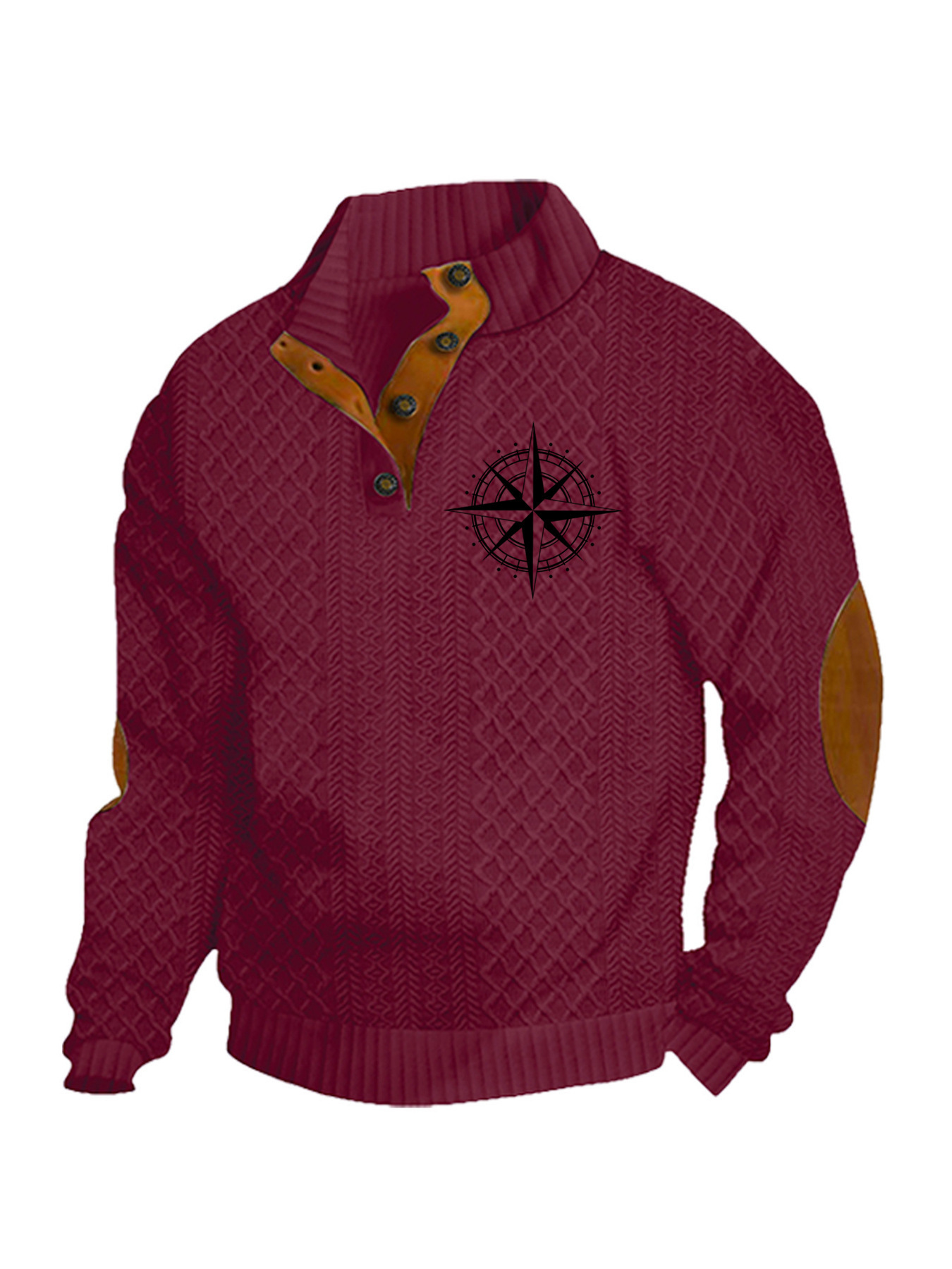 Transfronterizos Amazon otoño invierno caliente tamaño europeo para hombres al aire libre imitación de cuello de manga larga impresa hoodie de tres botones