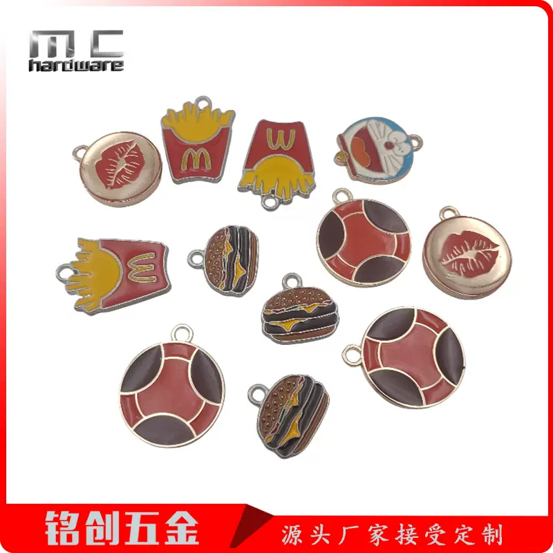 diy韩版饰品配件合金可乐薯条汉堡挂件吊坠项链手工材料厂家定制