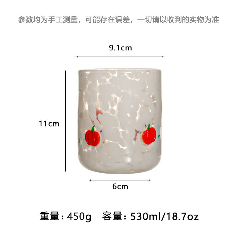 中古人工开口贴片水晶玻璃杯樱桃草莓压花贴片装饰饮品咖啡杯|undefined