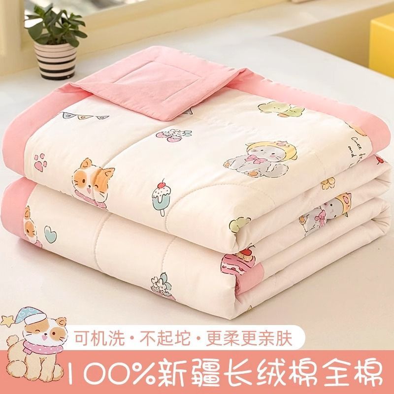 Edredón de verano para niños, algodón puro, lavable a máquina, princesa de dibujos animados, niñas, jardín de infantes, bebé, edredón para aire acondicionado, fino, Clase A