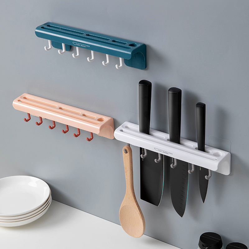 Wall-mounted punch-free kitchen knife st...