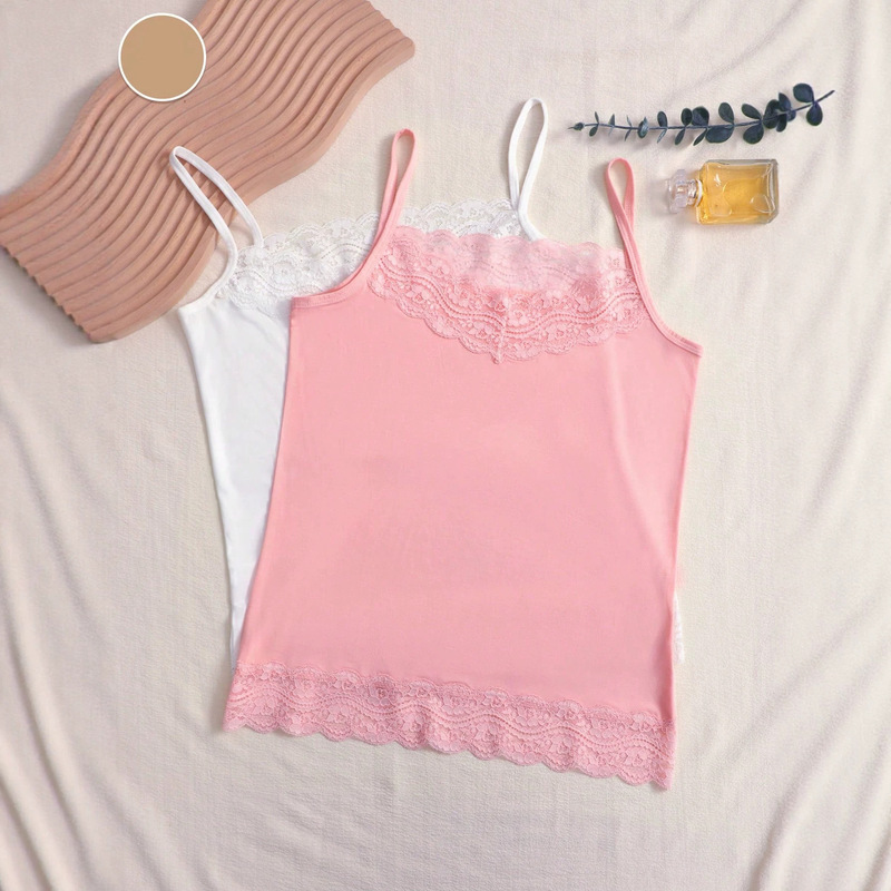 Cross-border women's lace floral camisole underwear, versatile basic style, suitable for casual wear, comfortable and casual street style