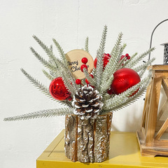 25cm Desktop Christmas Tree Set with Natural Wood, Sent as Fake PE Christmas Decorations, Mini Tree for Cross-border Amazon