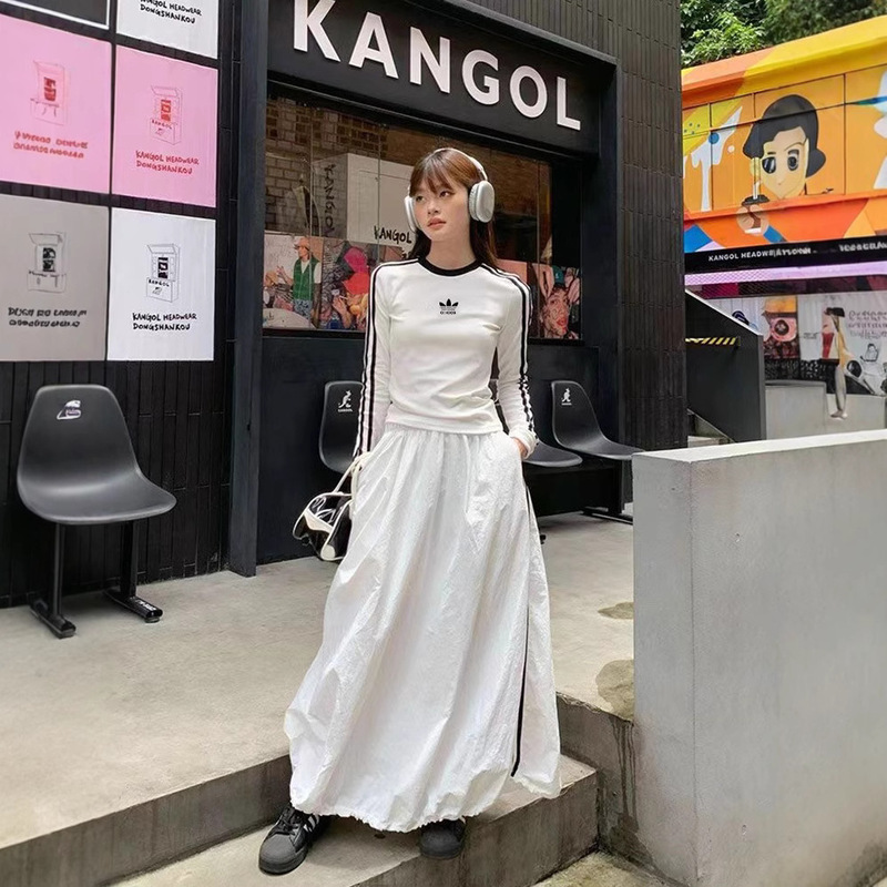 国境を越えた対外貿易原単三葉草刺繍丸襟正肩長袖tシャツ弾力修身上着女装|undefined