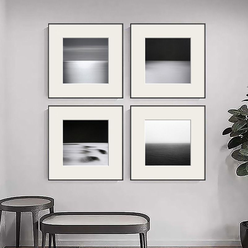 Modern Minimalist Black and White Photography Wall Art by Hiroshi Sugimoto, Niche Art for Living Room Decoration, Seaside Landscape Light and Shadow Painting Modern Minimalist Black and White Photography Wall Art by Hiroshi Sugimoto, Niche Art for Living Room Decoration, Seaside Landscape Light and Shadow Painting