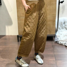 减龄时尚易搭配人手必备防水抗皱绗棉菱形格老钱风弯刀休闲裤秋冬