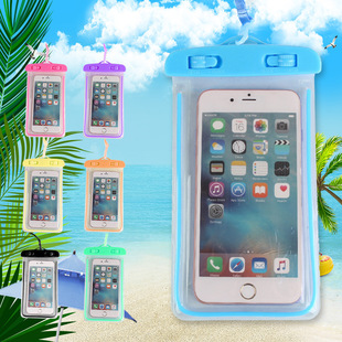 6 inch universal mobile phone waterproof bag pvc waterproof bag drifting swimming touch screen mobile phone waterproof case luminous armband factory