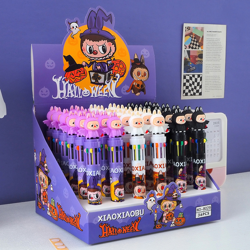 Nuevos productos de tela de Halloween bolígrafo multicolor transfronterizo bolígrafo de escritura regalo lindo bolígrafo de 10 colores