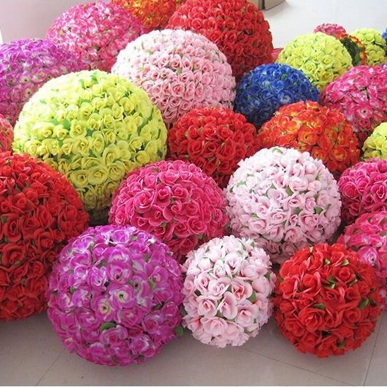 送挂勾挂绳仿真花球加密玫瑰花球 婚庆绢花装饰商场塑料花球挂饰