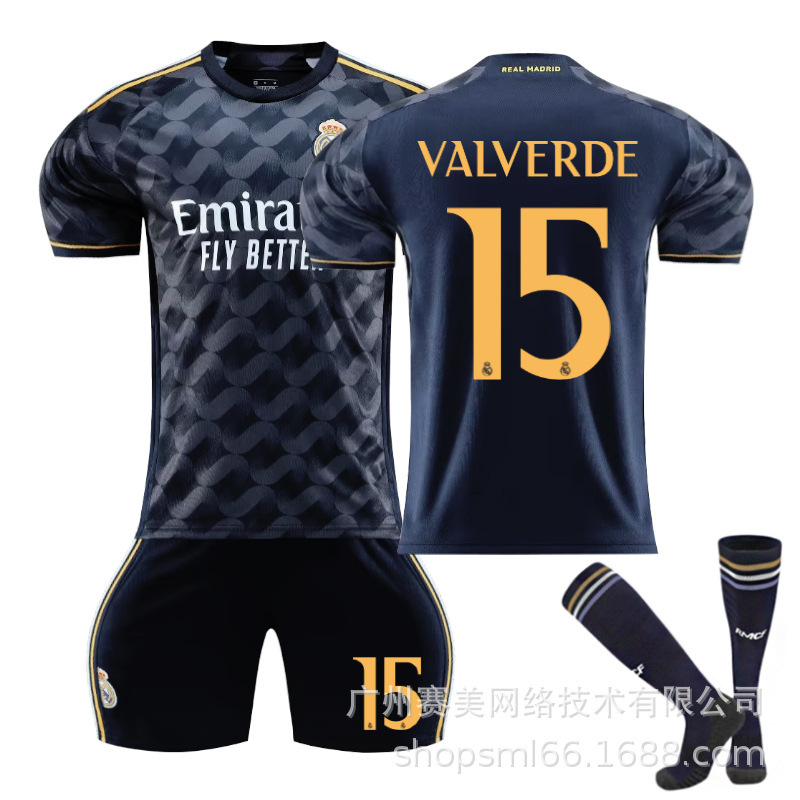 2324 Real Madrid fuera de zafiro azul Jersey N ° 10 Modrich 7 Winnie Croc 5 Bellingham fútbol uniforme traje