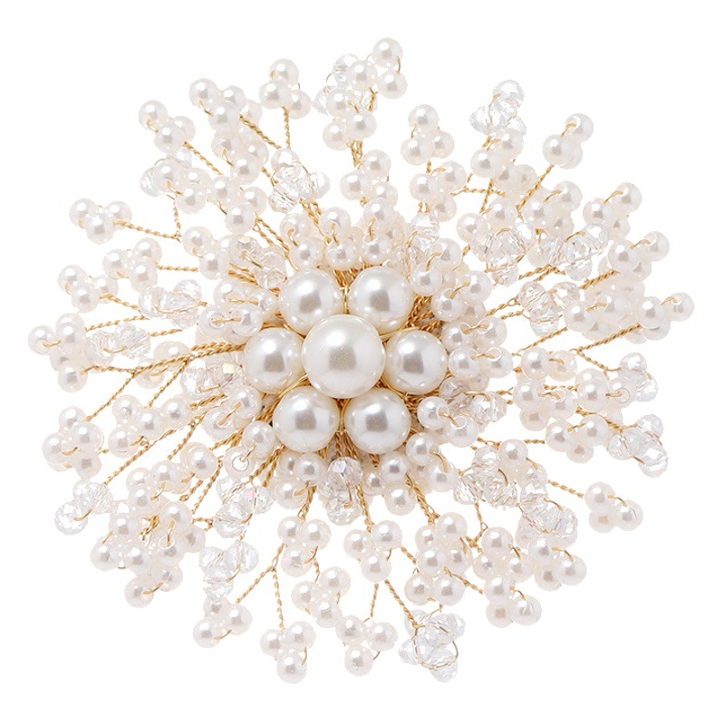 Elegante elegante de lujo broche de perlas de imitación de moda de las mujeres todo fósforo copo de nieve PIN de alta gama elegante ramillete ACCESORIOS DE LA CAPA