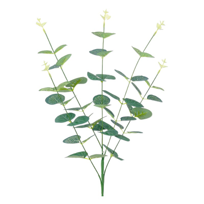 Venta caliente nueva impresión de pantalla de seda artificial solo hojas de eucalipto decoración de la boda planta artificial paquete de hojas de dinero