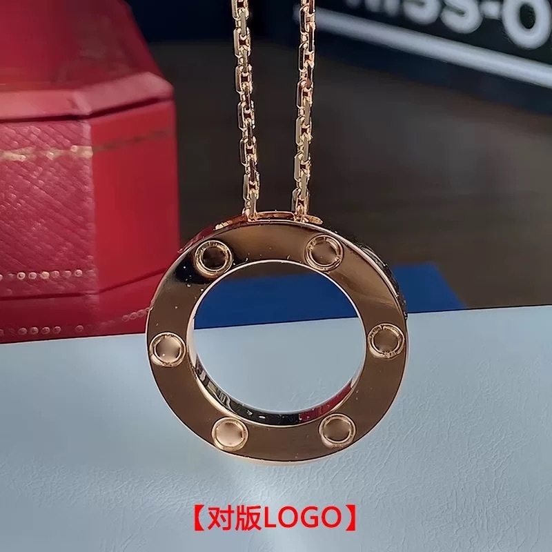 新しい太いチェーンネイルネックレスレディースダブルリング18Kローズゴールドフルダイヤモンドラージケーキネックレス鎖骨チェーンメーカー高精細|undefined