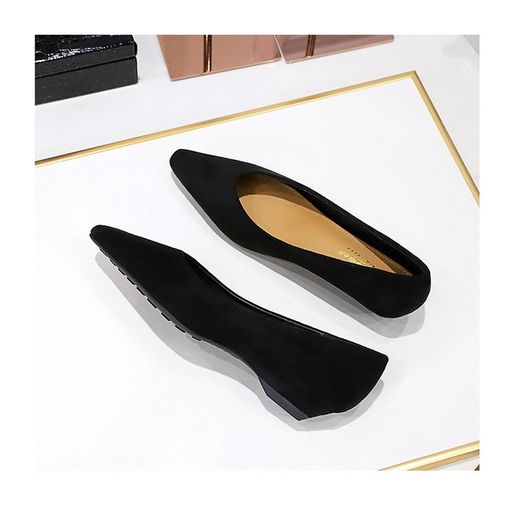 Täglicher einfacher Komfort Wildleder spitzer flacher Mund niedriger Absatz Schrägabsatz Einzelschuhe Damen Einzelschuhe_voghion.com