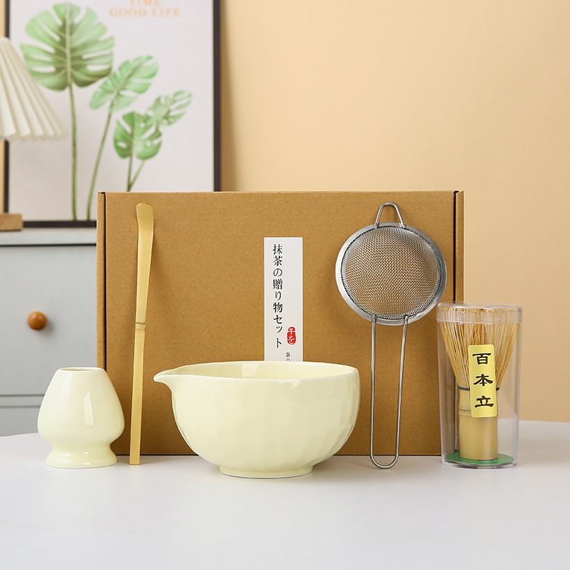 Juego de matcha degradado de matcha de estilo japonés exclusivo transfronterizo, cepillo de té Baibenli, juego de 5 piezas de herramientas de té de la dinastía Song