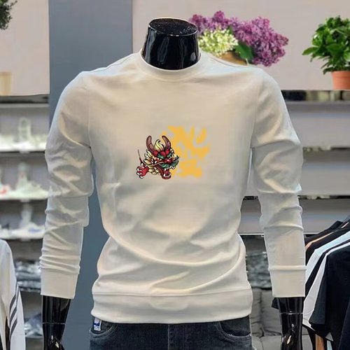 Printed Hoodie Men's Trendy Versatile Crew Neck Top Personality Spring and Autumn Season Men's Cool Style Hoodie Trendy