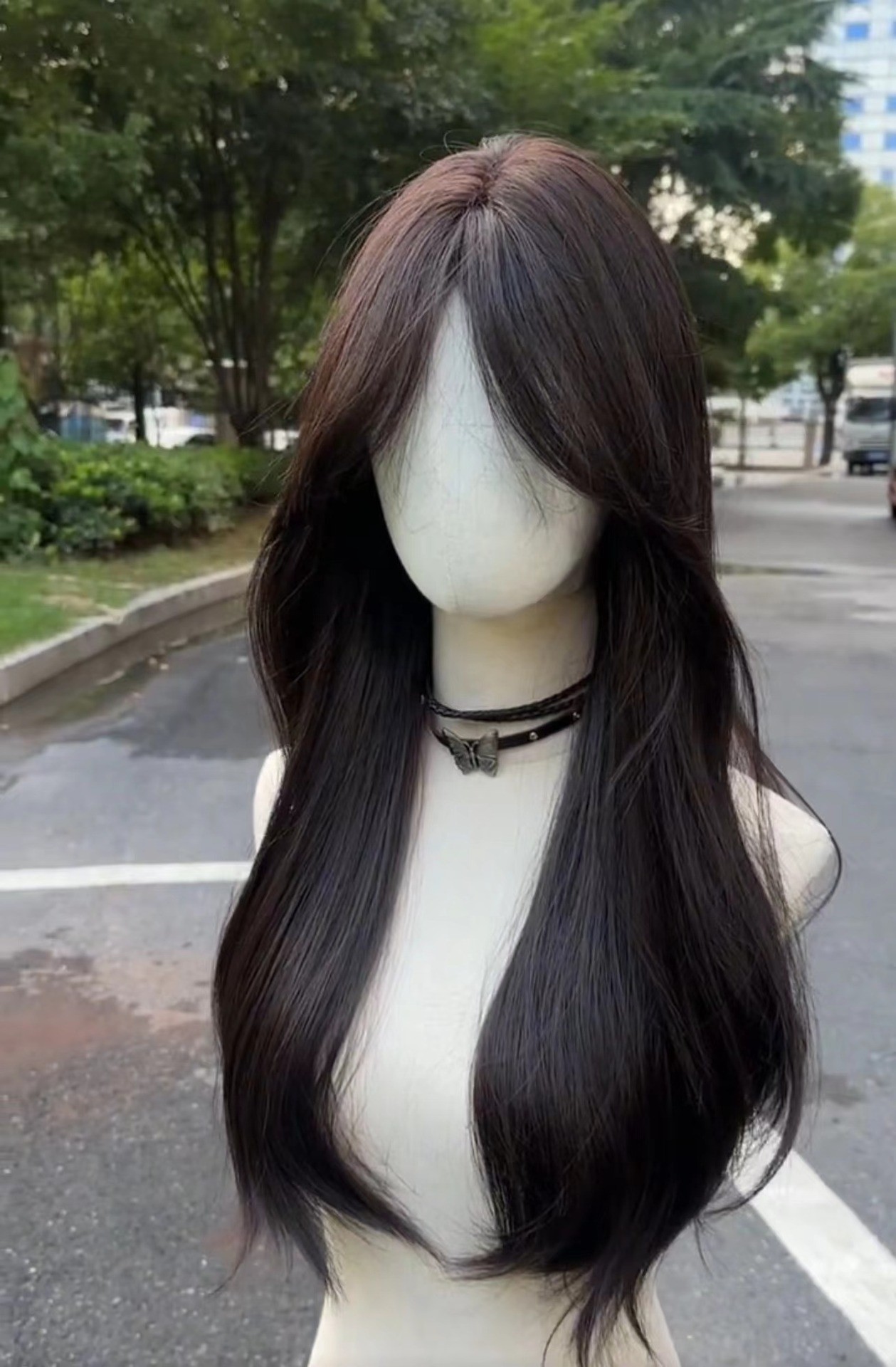 Peruca de cabello largo de mujer con una cubierta de cabello completo temperamento facial recto de cabello largo y recto Lolita cubierta de cabello flojo natural