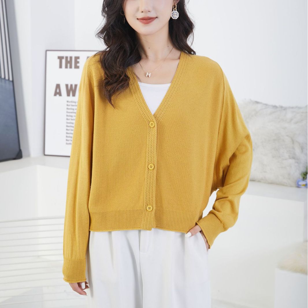 大码女装时尚休闲宽松潮流针织开衫外套女慵懒风简约韩版披肩长袖