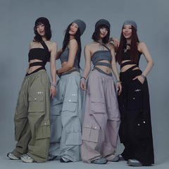 アメリカのストリートダンストレンディなブランド夏薄い通気性作業服ヒップホップパーソナライズされたストリートジャズダンススウェットパンツ