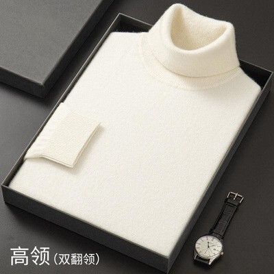 Turtleneck Men's Sweater Knit Solid Color Base Shirt Thickened Loose Autumn Winter 2025 New Wholesale Dropshipping Hot Discount