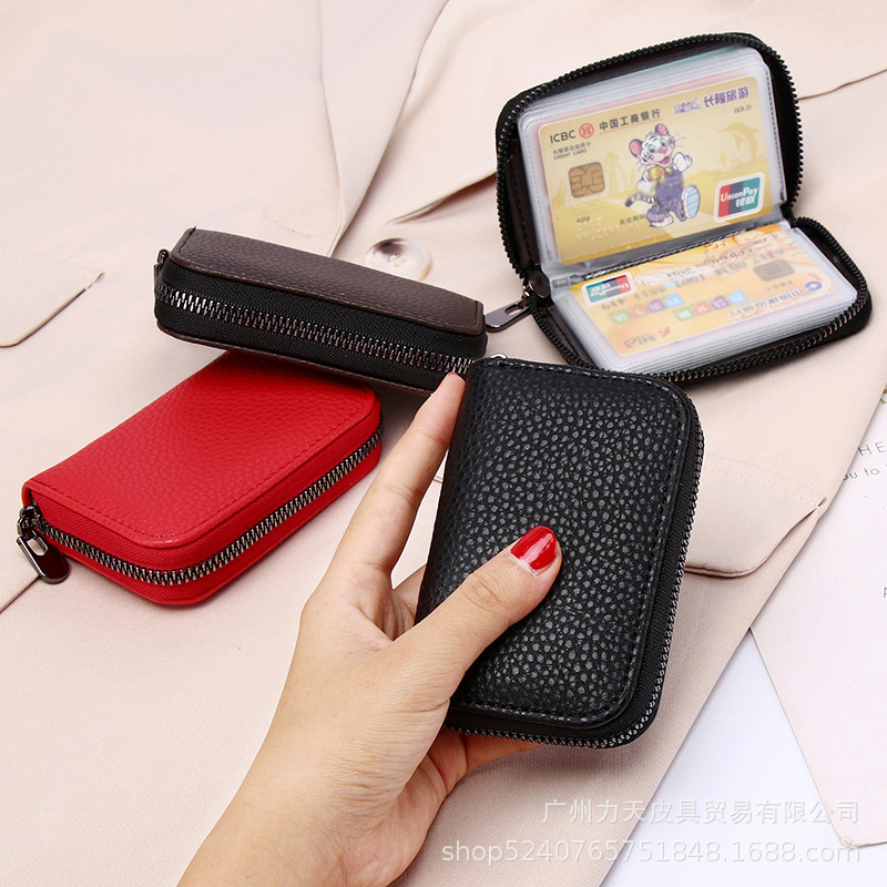2021 New Litchi Pattern European and American Fashion Zipper Card Bag Women's Small Organ Card Holder Credit Card Small Coin Purse