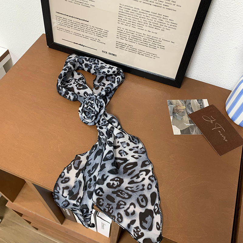 Pañuelo de seda para mujer, tira larga, sentido de alta calidad, lunares, corbata estrecha y delgada, pañuelo de flor de rosa, cinturón para el cabello, cinturón al por mayor