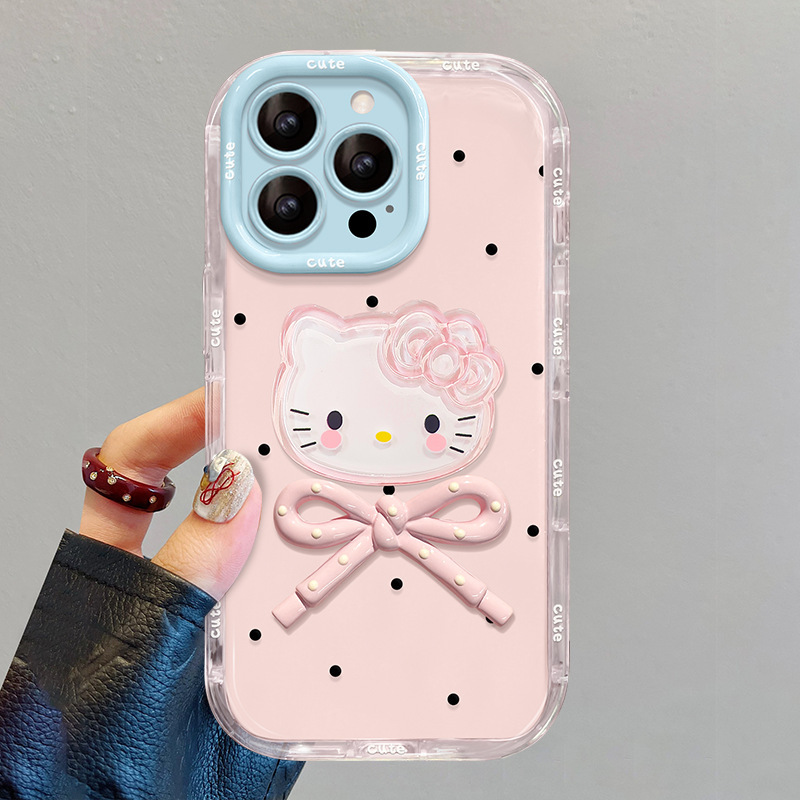 波点kt猫挂绳适用苹果16可爱手机壳iphone17promax甜美15韩风14女|undefined