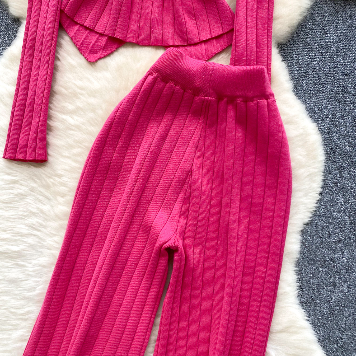 Damen Strickpullover Und Freizeithose Im Set Figurbetont_voghion.com