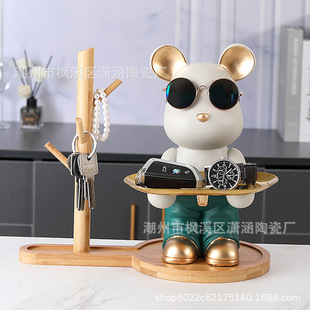 Creative Popular Bear Entry Door Key Storage Ornaments Home Living Room Shoe Cabinet Decoration Piggy Bank Gift