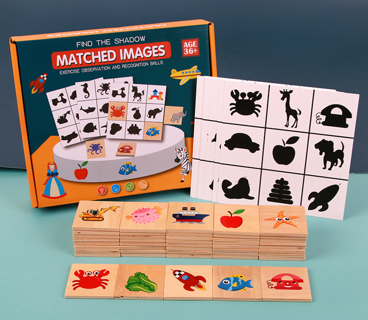 Montessori Lehrmittel Schatten Passende Spiel Holz Puzzle Kinder Pädagogisches Spielzeug display picture 1