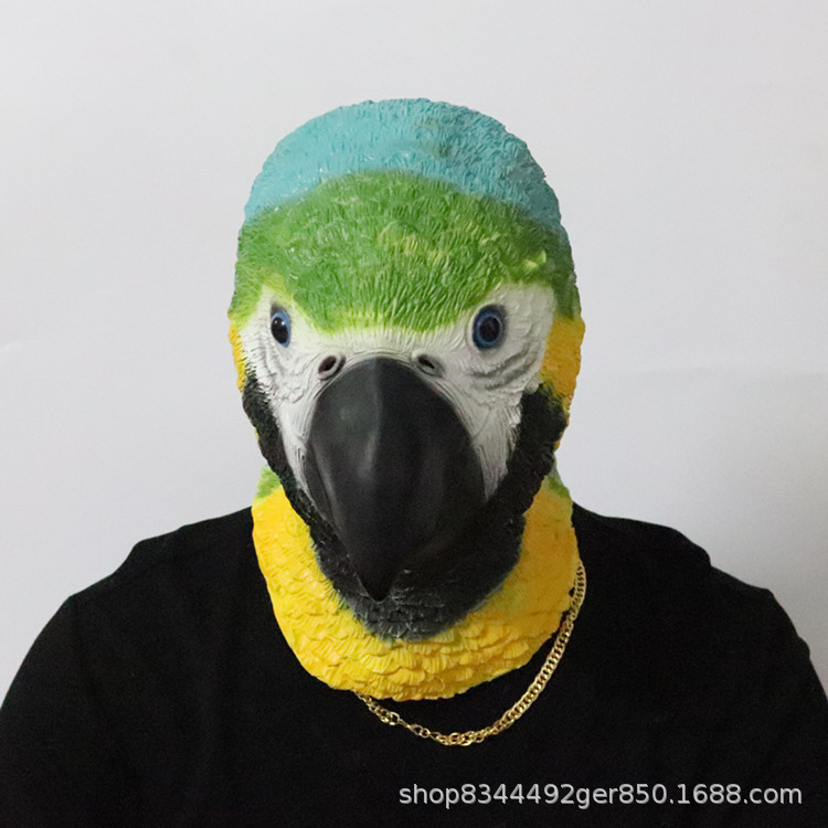 Nuevo loro cabeza cubierta colorido loro máscara de Halloween realista divertido vestir accesorios