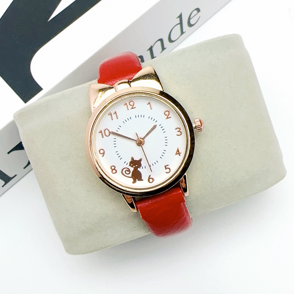 Jauns Instagram sieviešu, svaigs un jauks kaķu studentu kvarca pulksteņa rokassprādzes komplekts ar mēness_voghion.com