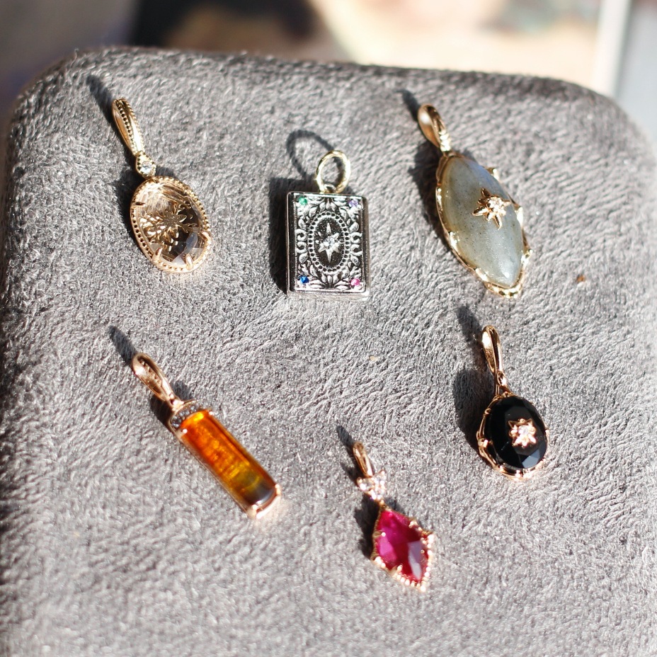 月光石黑玛瑙琥珀Aget*e红宝石白水晶925银相片盒吊坠锁骨链项链