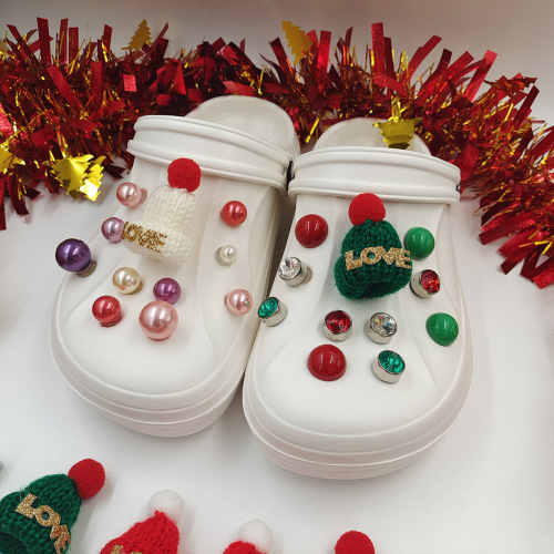 New original Christmas series Crocs accessories Removable shoe buckles Shoe flower accessories Christmas hats Beads accessories