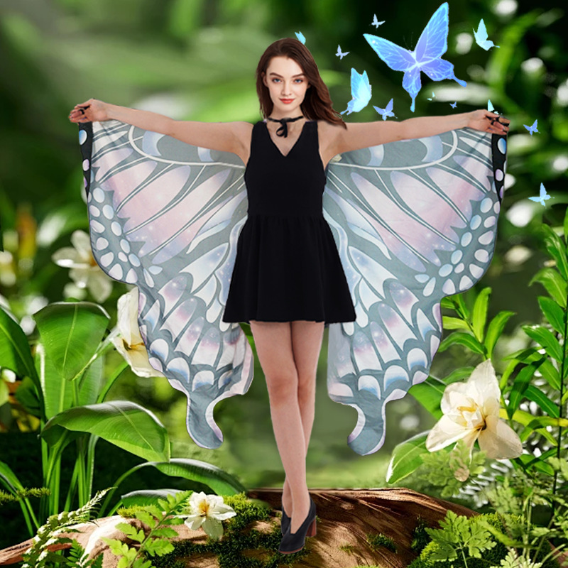 Capas de Halloween mariposas capas dramáticas de danza de punto de color impresión digital capas de color gradiente