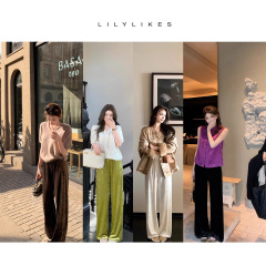 Lilylikes“出圈丝绒裤”立体软糯冰花光泽感 早春松紧腰懒人裤