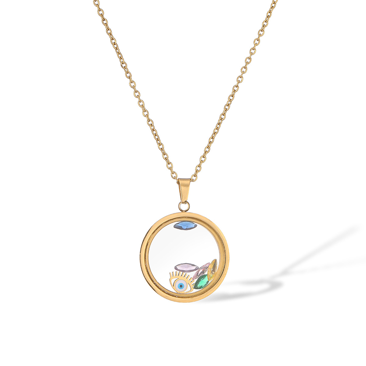 Women's Gender Wholesale Jewelry Simple Style Round Titanium Steel Irregular Pendant Necklace