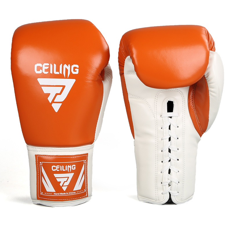 Guantes de boxeo con cuerda de cuero transfronterizo ZTTY Guantes de boxeo de piel de vaca de entrenamiento profesional Guantes de lucha con sacos de arena