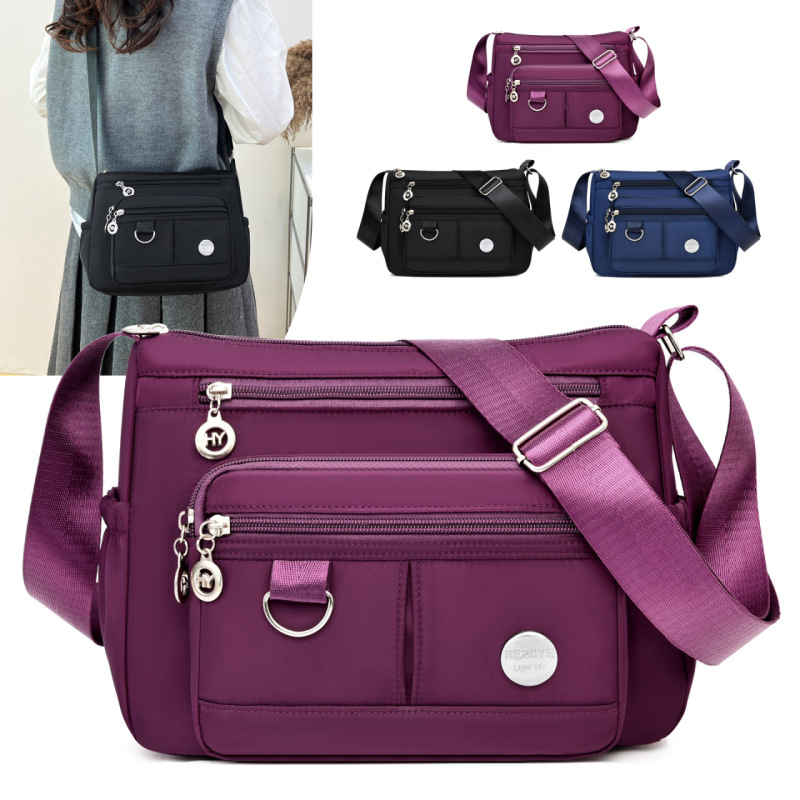Fashionable Casual Shoulder Bag, Large Capacity, Versatile, Multi-Layer Zipper Shoulder Bag, Business Wallet, Simple Solid Color Women's Bag