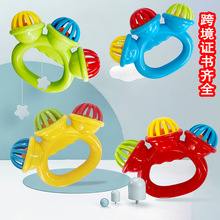 跨境热销婴幼儿安抚摇铃0-3岁响声手摇三头铃彩色宝宝手抓摇铃