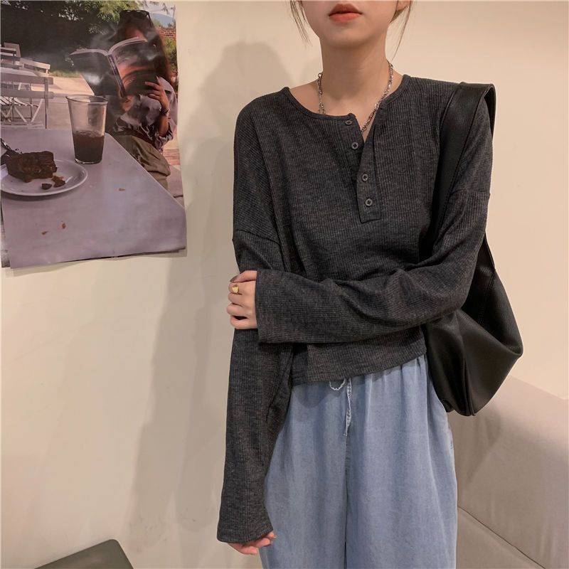 大码宽松显瘦百搭加绒长袖T恤女韩版短款内搭白色洋气打底衫上衣|undefined