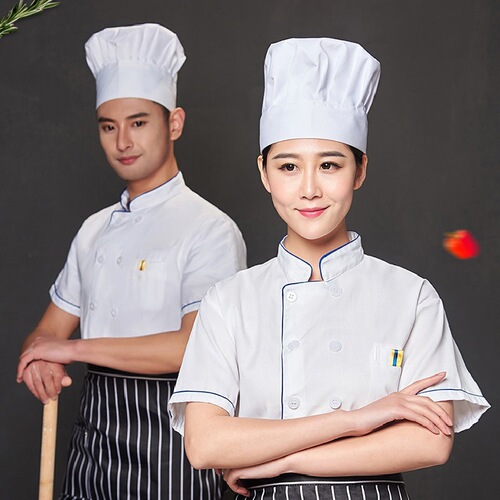 Men's Short Sleeve Summer Breathable Dining Chef Uniform Long Sleeve Kitchen Restaurant Clothes Plus Size