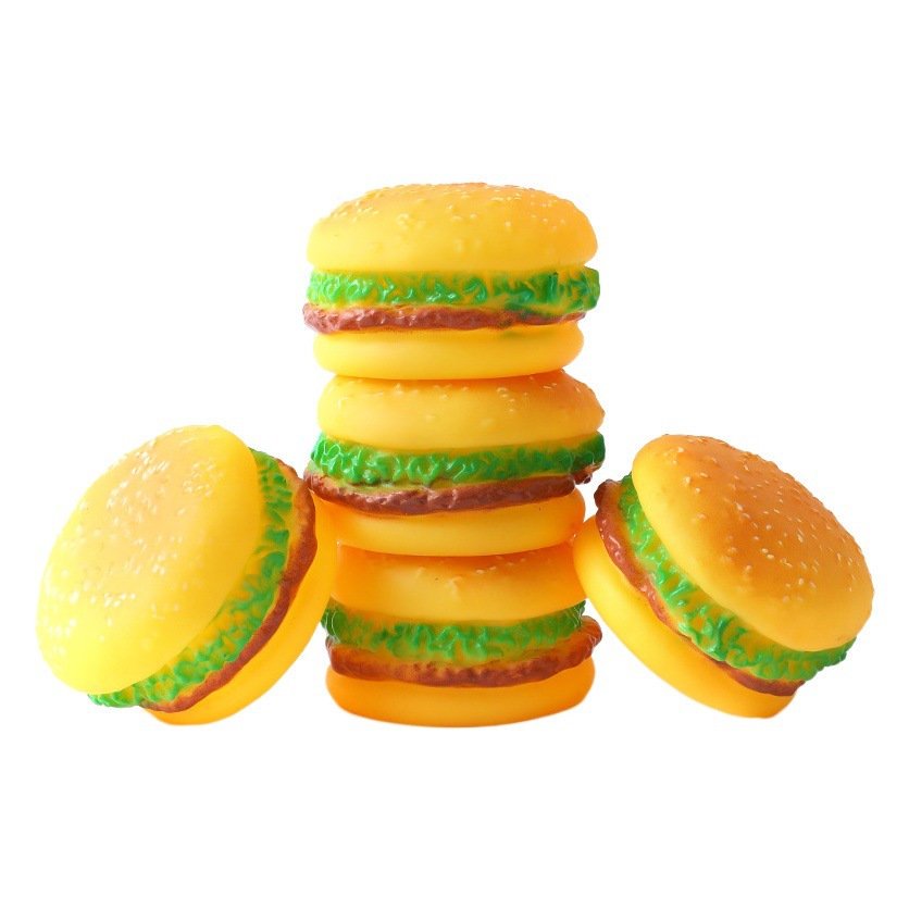 P Amazon recomienda Hawo sonido para mascotas Burger Dog Toy-juguete en forma de Mascota de vinilo Bola de sonido de juguete