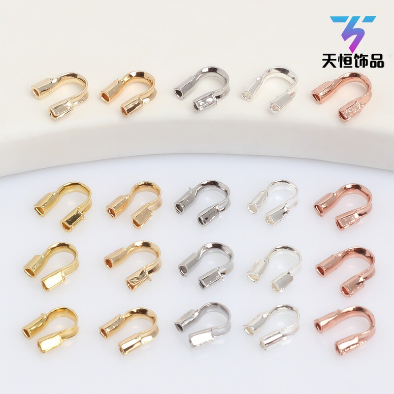 14K gold-wrapped color-retaining U-shaped horseshoe buckle wire-protecting tail-closing beaded wire handmade winding diy jewelry accessories