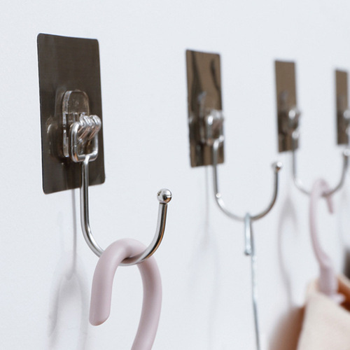 Multi-functional strong traceless large hook transparent brushed no punching sticky hook extra large coat hook on the wall behind the door