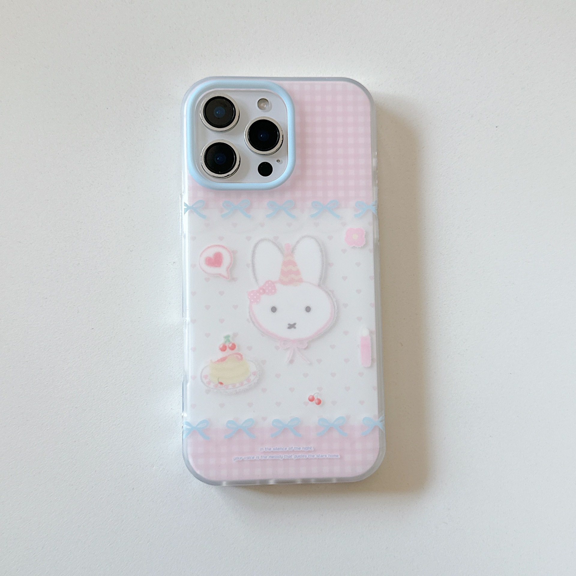 Pastel a cuadros en polvo coreano conejito para Apple 16ProMax funda para teléfono móvil 15Pro girl 14/13 pareja