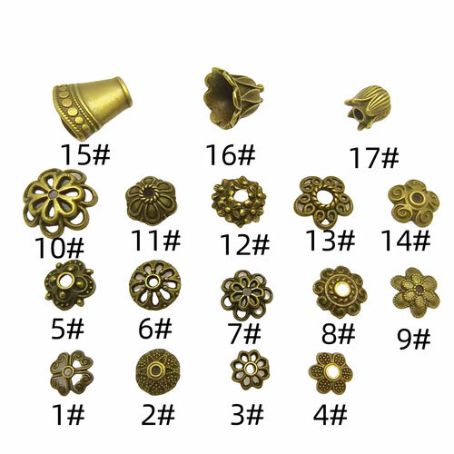 New Retro Alloy Flower Cluster and Bead Earrings Accessories Ancient Bronze Color Tassel Flower Cluster DIY Bead Stringing Wholesale