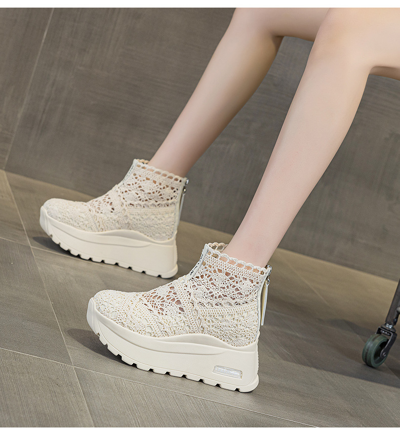 Giày sneaker nữ đế dày lưới ren hở mũi phong cách thể thao thời trang — Be 5067, Vang 5067, Den 5067 chi tiết 20