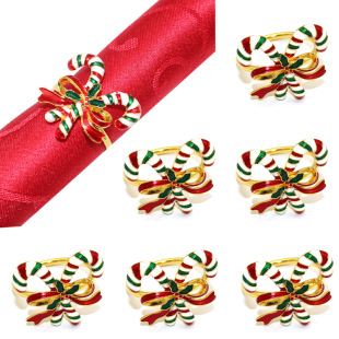 Hotel tableware Christmas napkin ring crutch napkin buckle candy napkin ring bow alloy factory wholesale