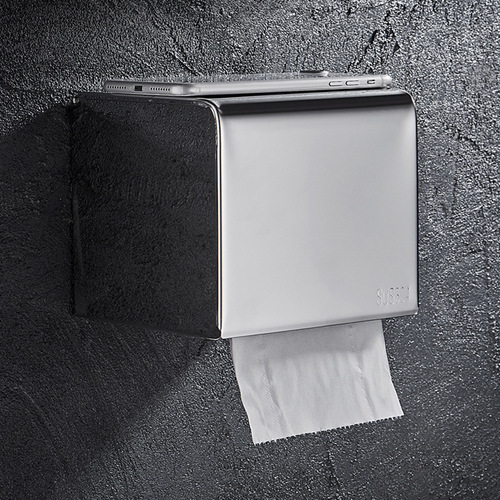 Mirror-length paper towel holder wall-mounted 304 stainless steel bathroom toilet paper roll holder tissue box